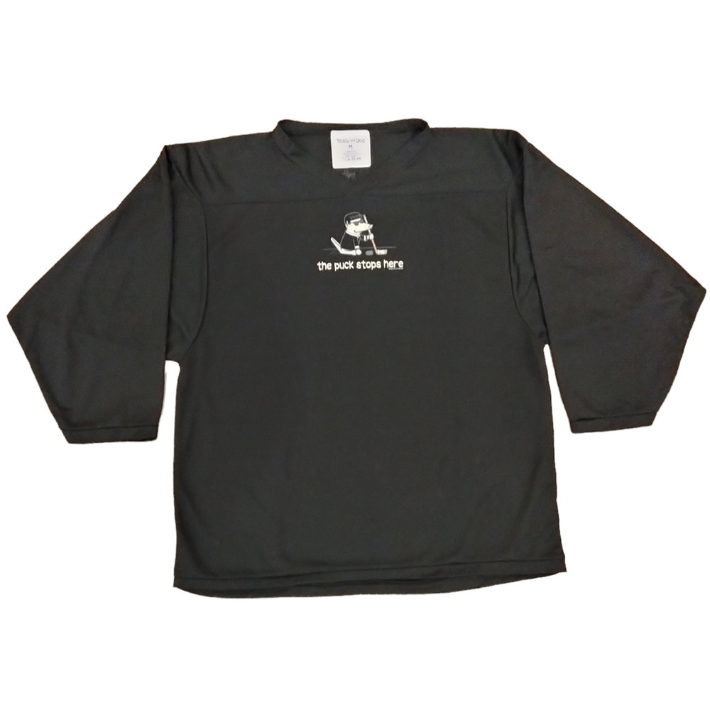 The Puck Stops Here BLACK Med or LG Oversized Unisex Hockey Jersey NWT